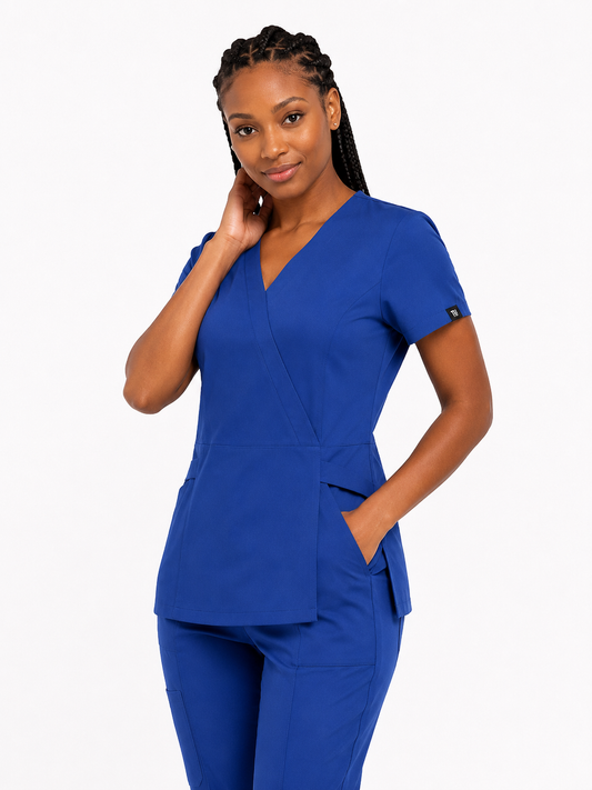 TERKUNIFORMS™ Women’s Wrap V-Neck Straight-Leg Scrub Set