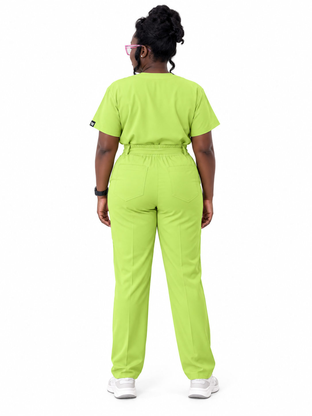 V-Neck Tie-Waist Straight-Leg Scrub Set