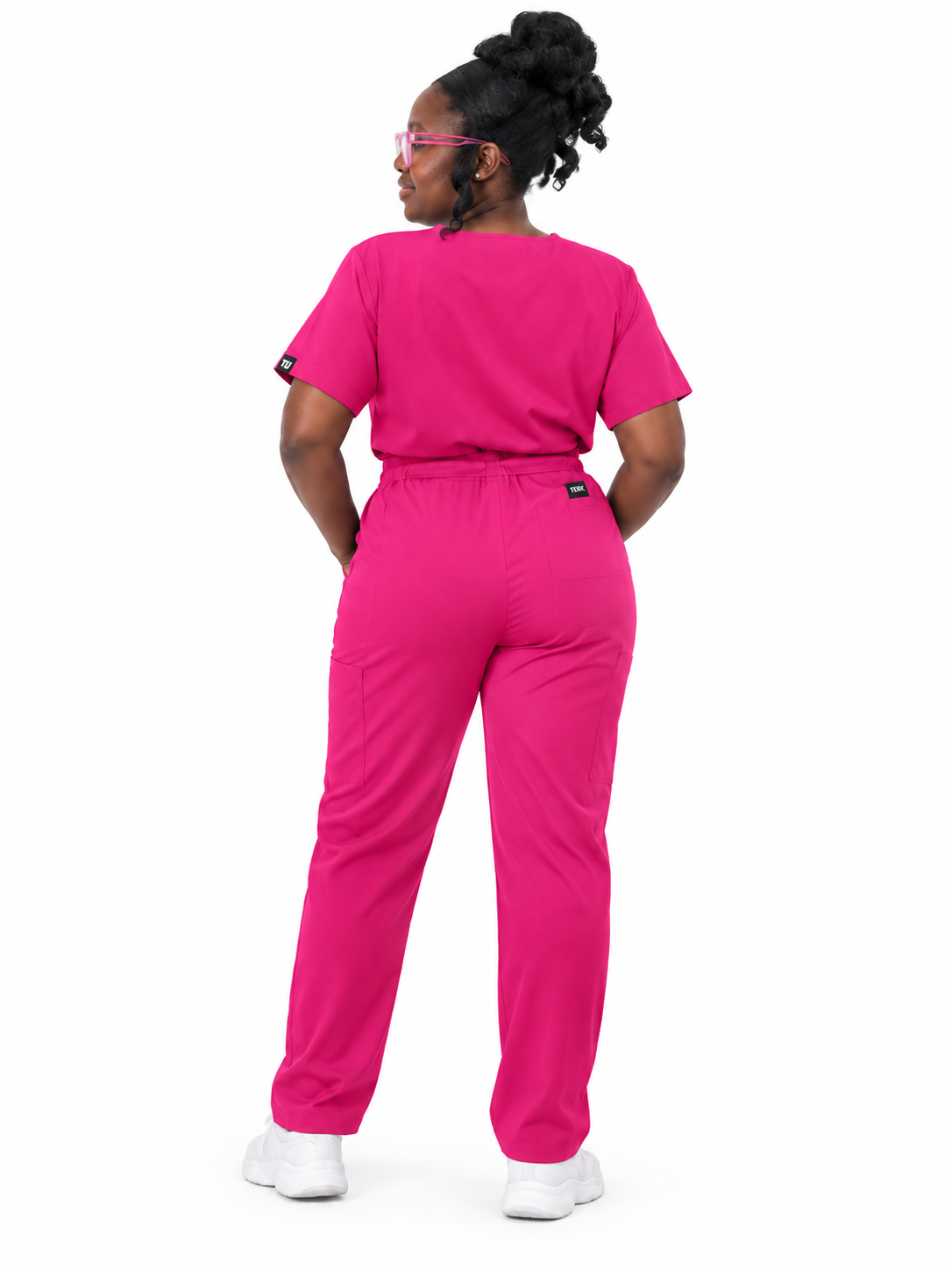 V-Neck Tie-Waist Straight-Leg Scrub Set