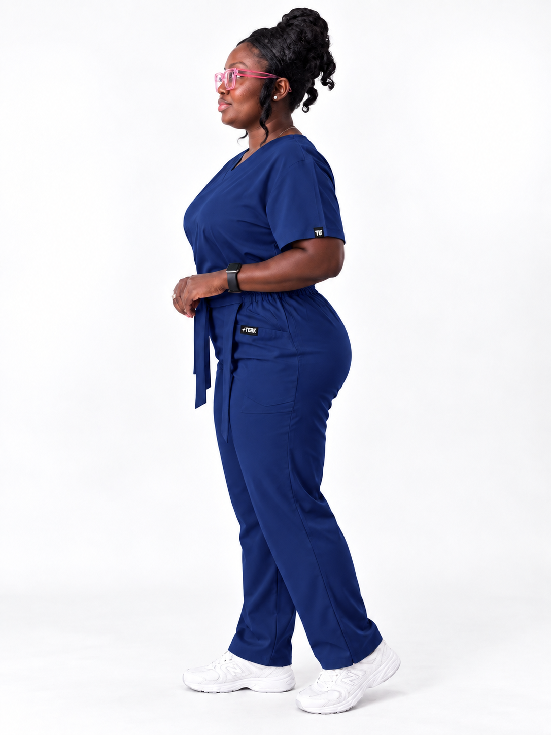 V-Neck Tie-Waist Straight-Leg Scrub Set