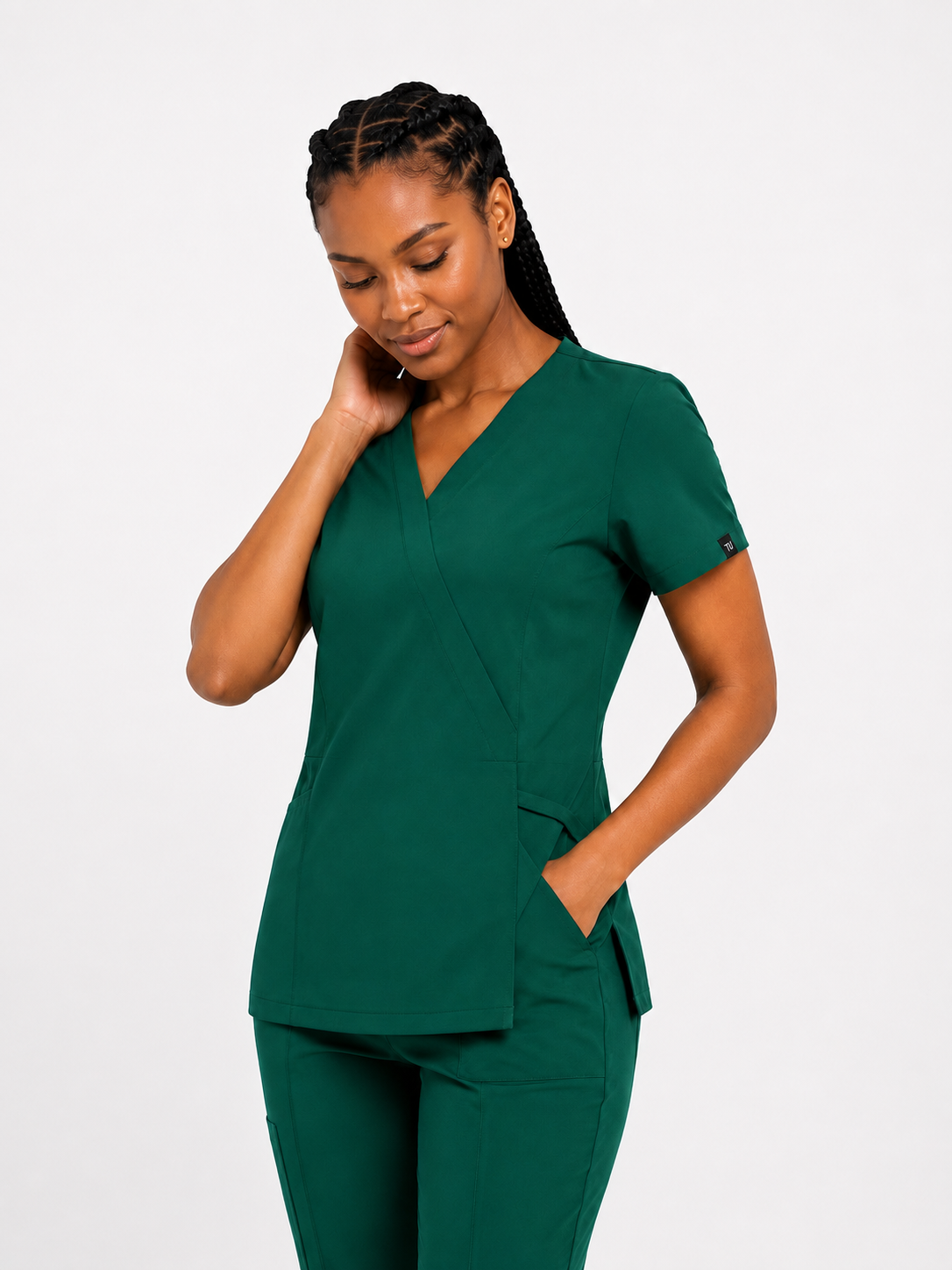 TERKUNIFORMS™ Women’s Wrap V-Neck Straight-Leg Scrub Set