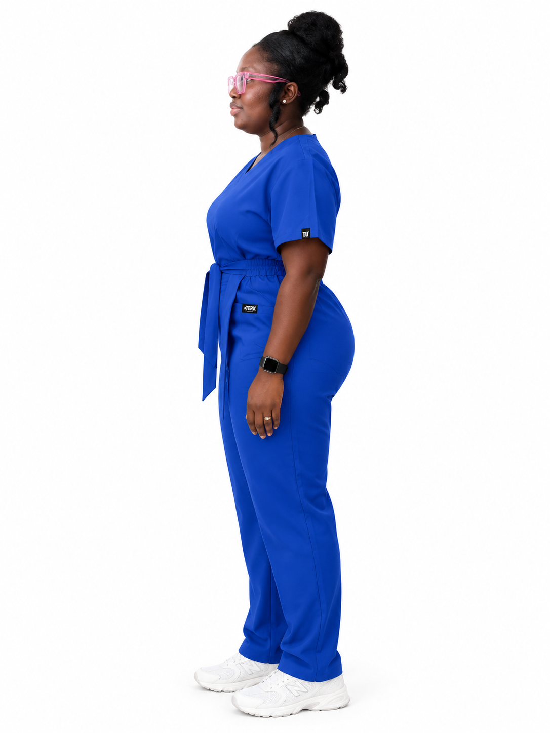 V-Neck Tie-Waist Straight-Leg Scrub Set