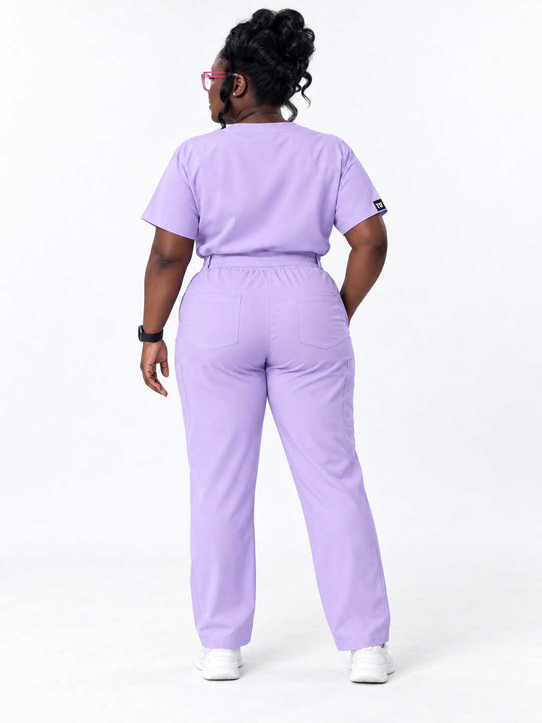 V-Neck Tie-Waist Straight-Leg Scrub Set