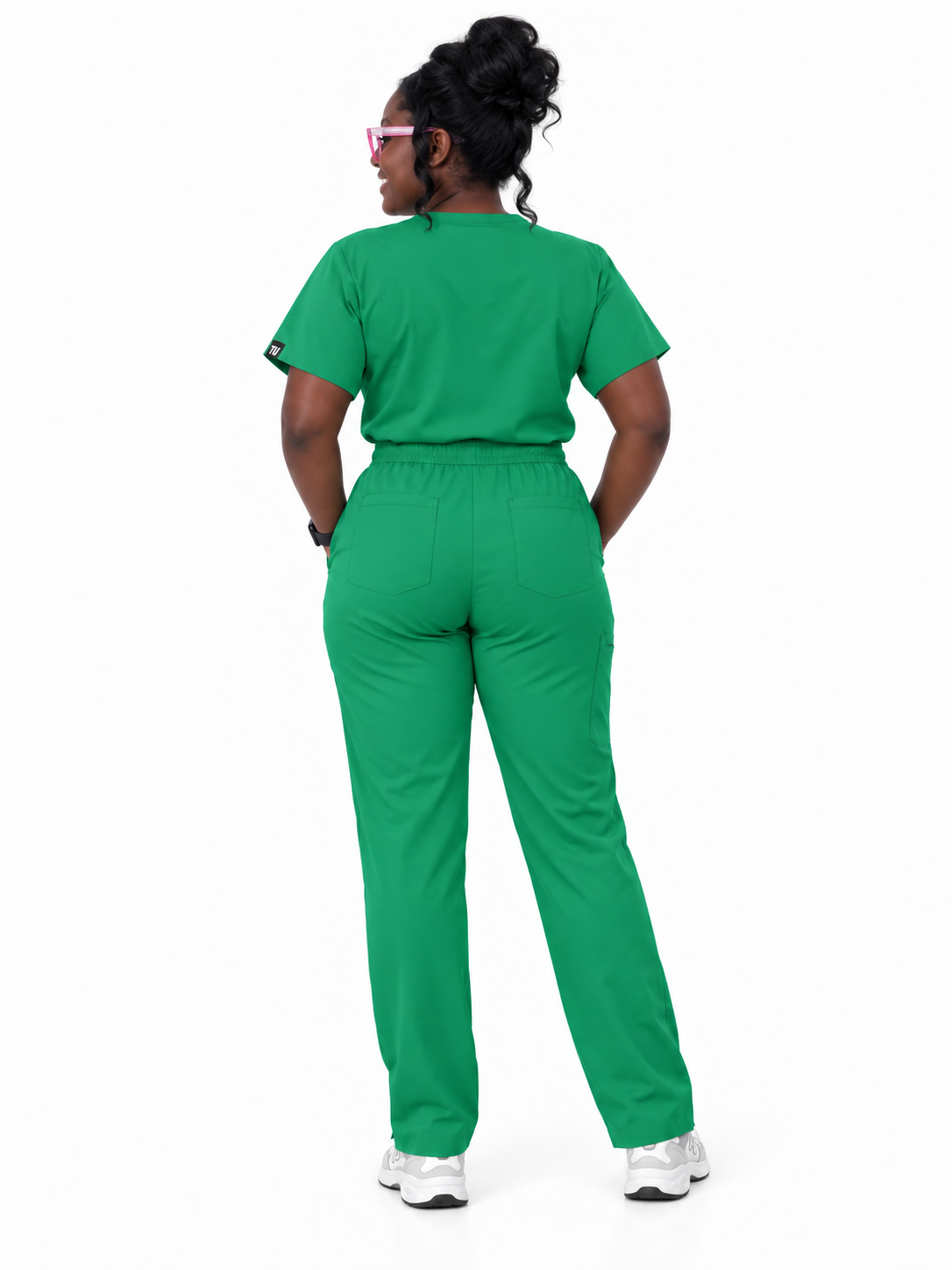 V-Neck Tie-Waist Straight-Leg Scrub Set