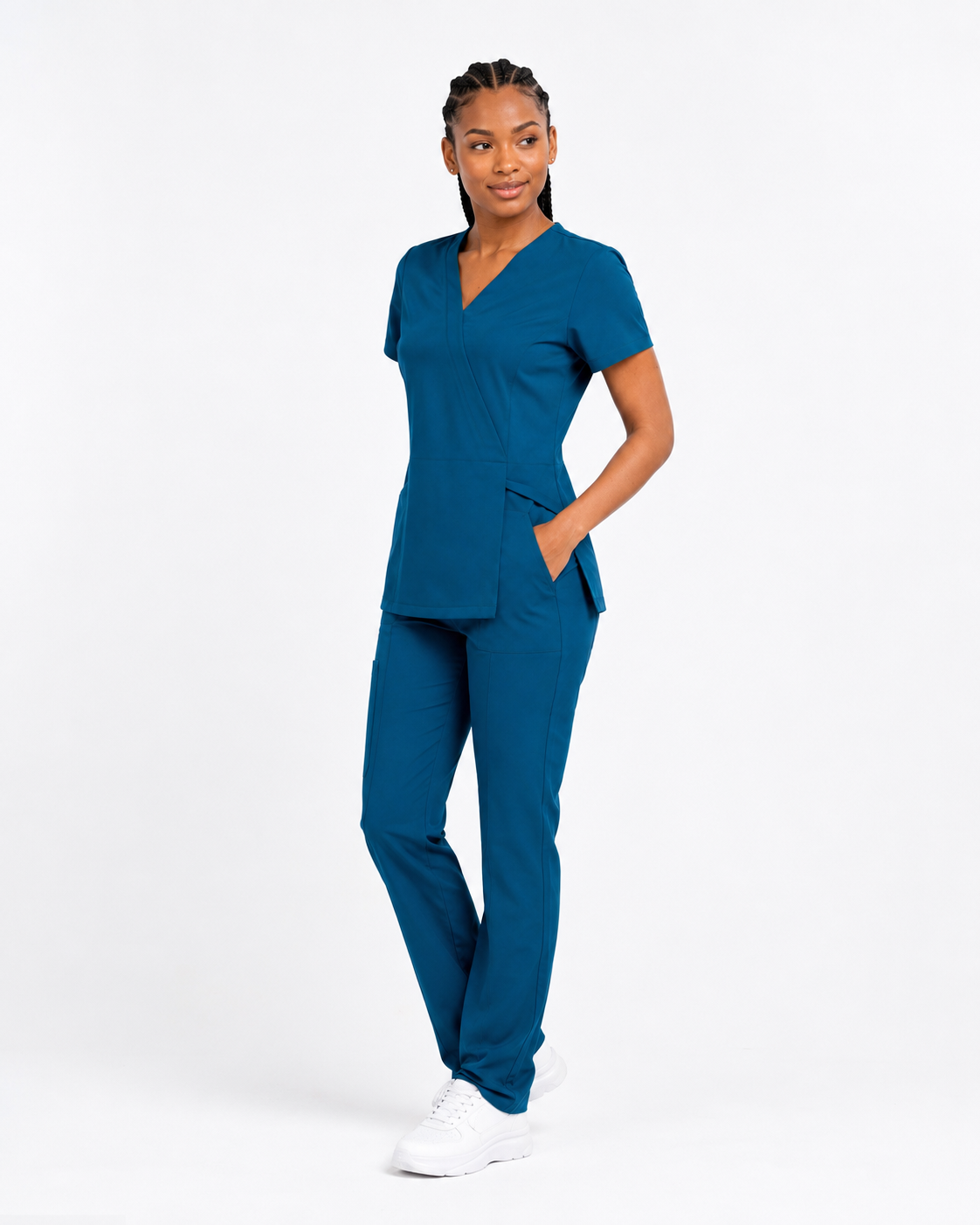 TERKUNIFORMS™ Women’s Wrap V-Neck Straight-Leg Scrub Set