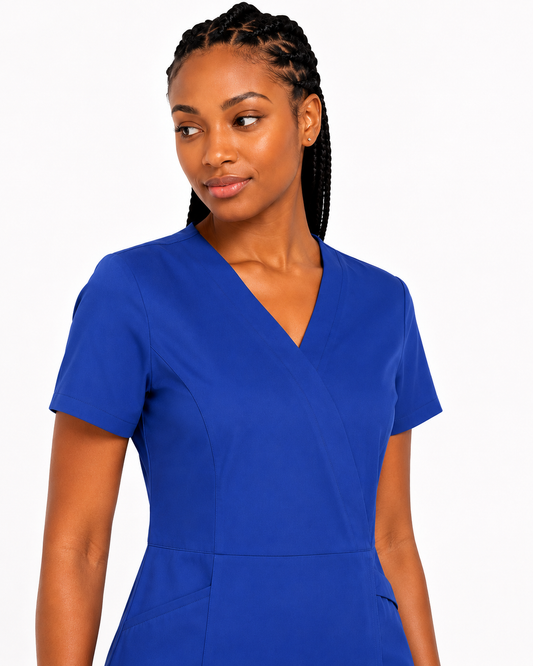 TERKUNIFORMS™ Women’s Wrap V-Neck Straight-Leg Scrub Set