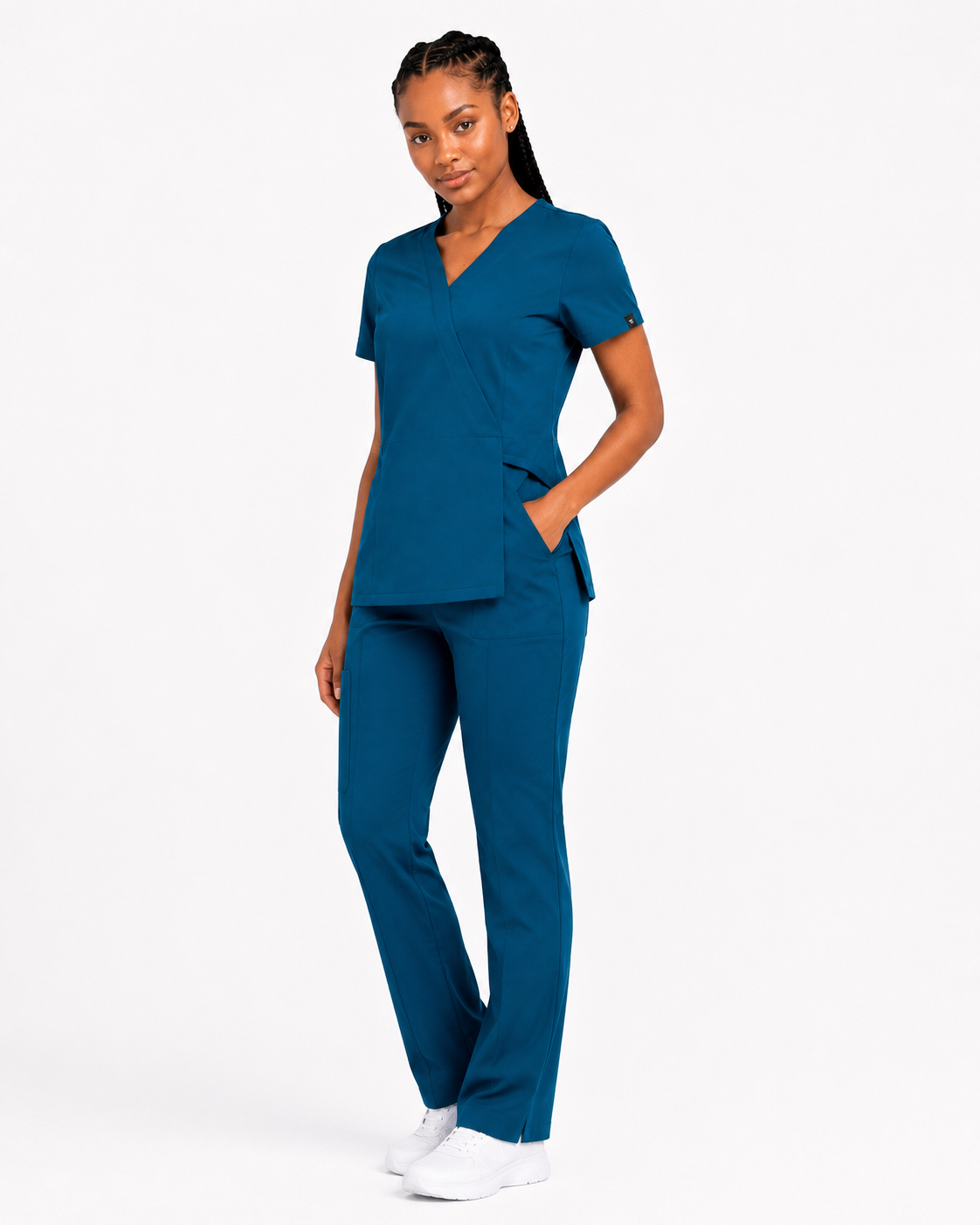 TERKUNIFORMS™ Women’s Wrap V-Neck Straight-Leg Scrub Set