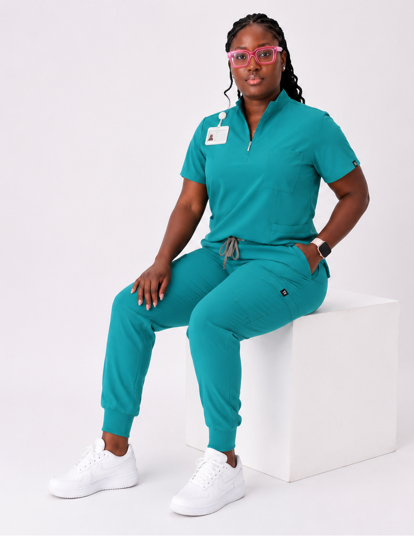 Healthcare professional wearing TERK Uniforms scrubs