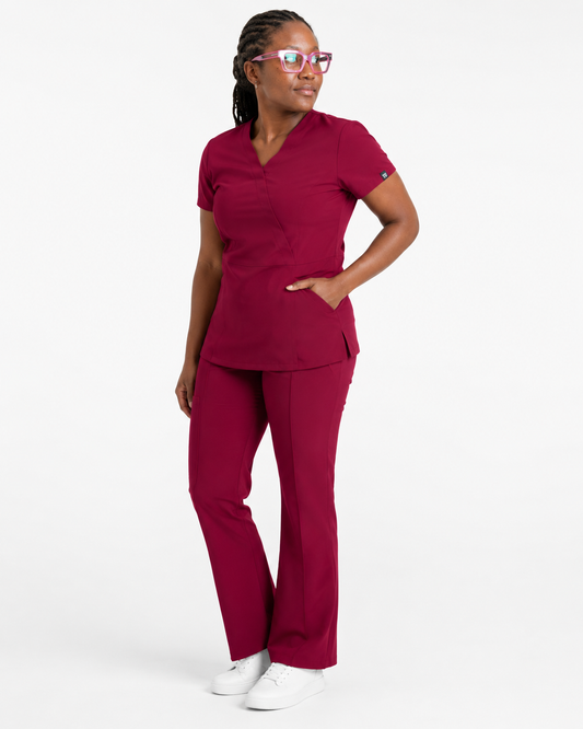 TERKUNIFORMS™ Women’s Wrap V-Neck Straight-Leg Scrub Set (Copy)