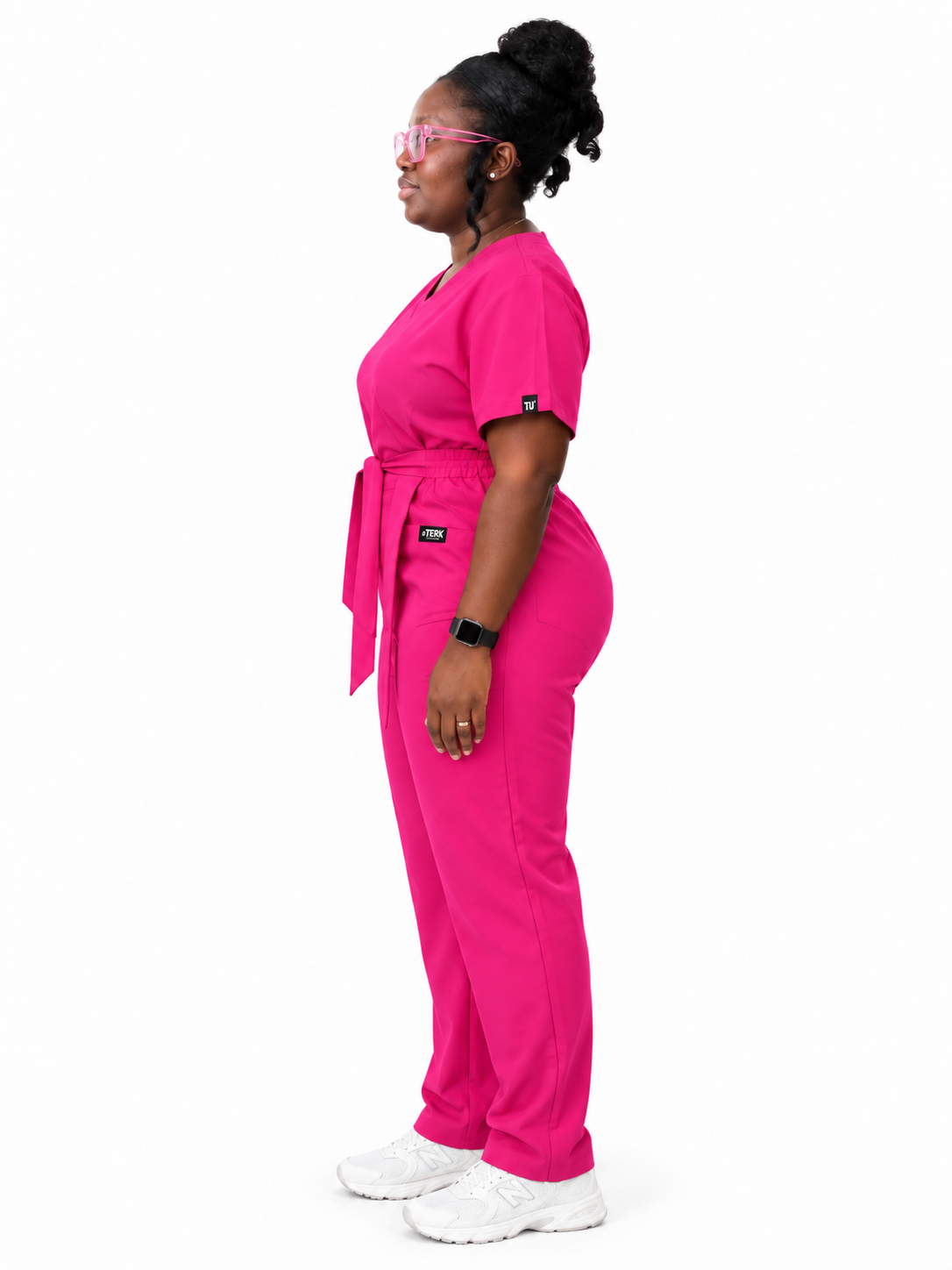 V-Neck Tie-Waist Straight-Leg Scrub Set
