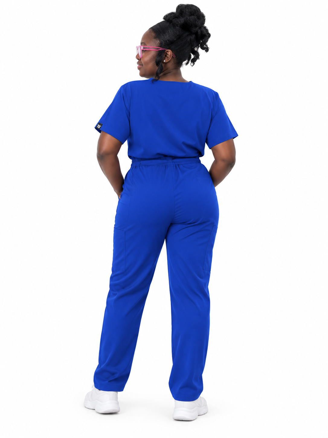 V-Neck Tie-Waist Straight-Leg Scrub Set