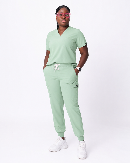 TU™ Signature Sage V-Neck Jogger Scrub Set