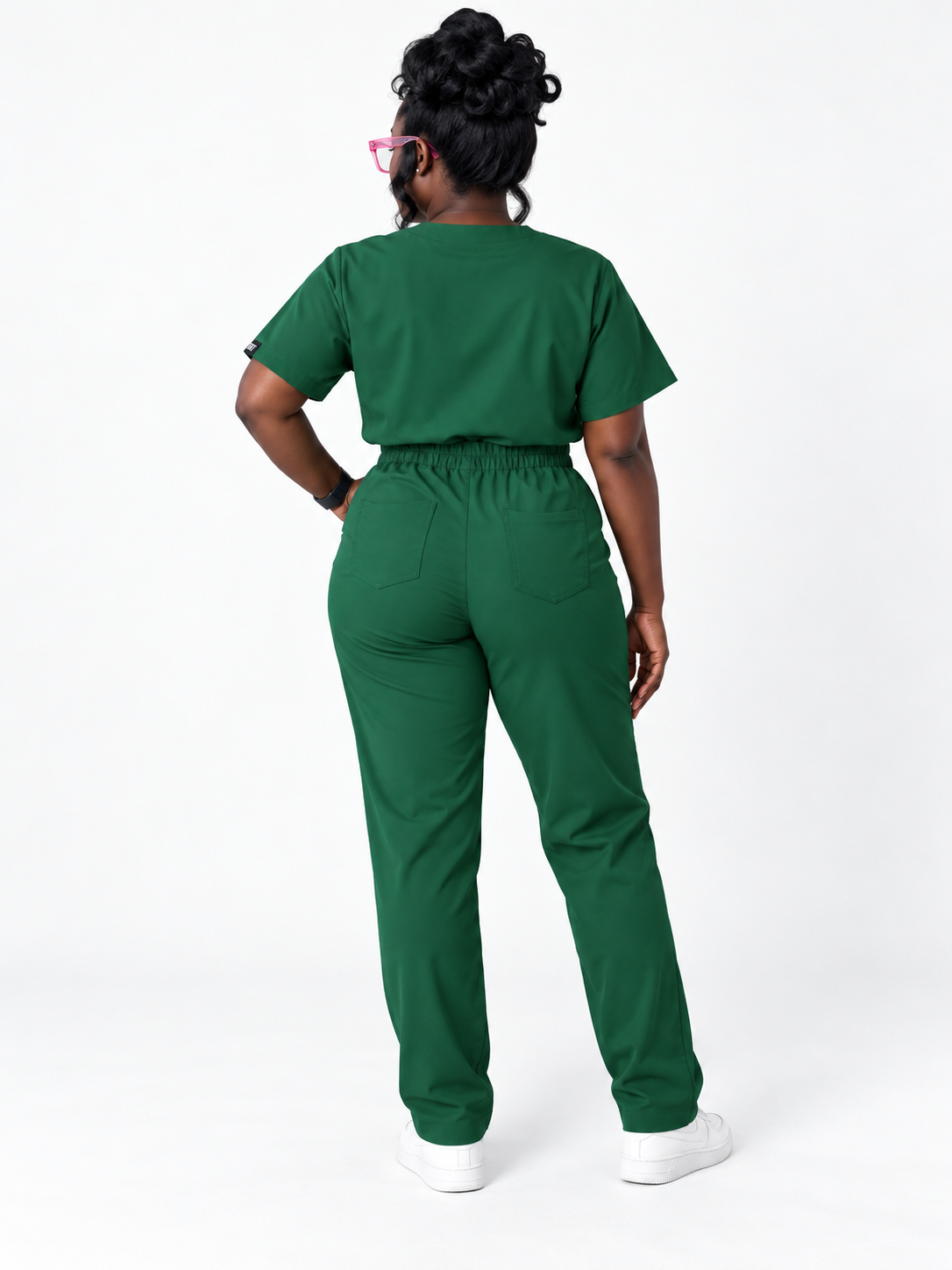 V-Neck Tie-Waist Straight-Leg Scrub Set